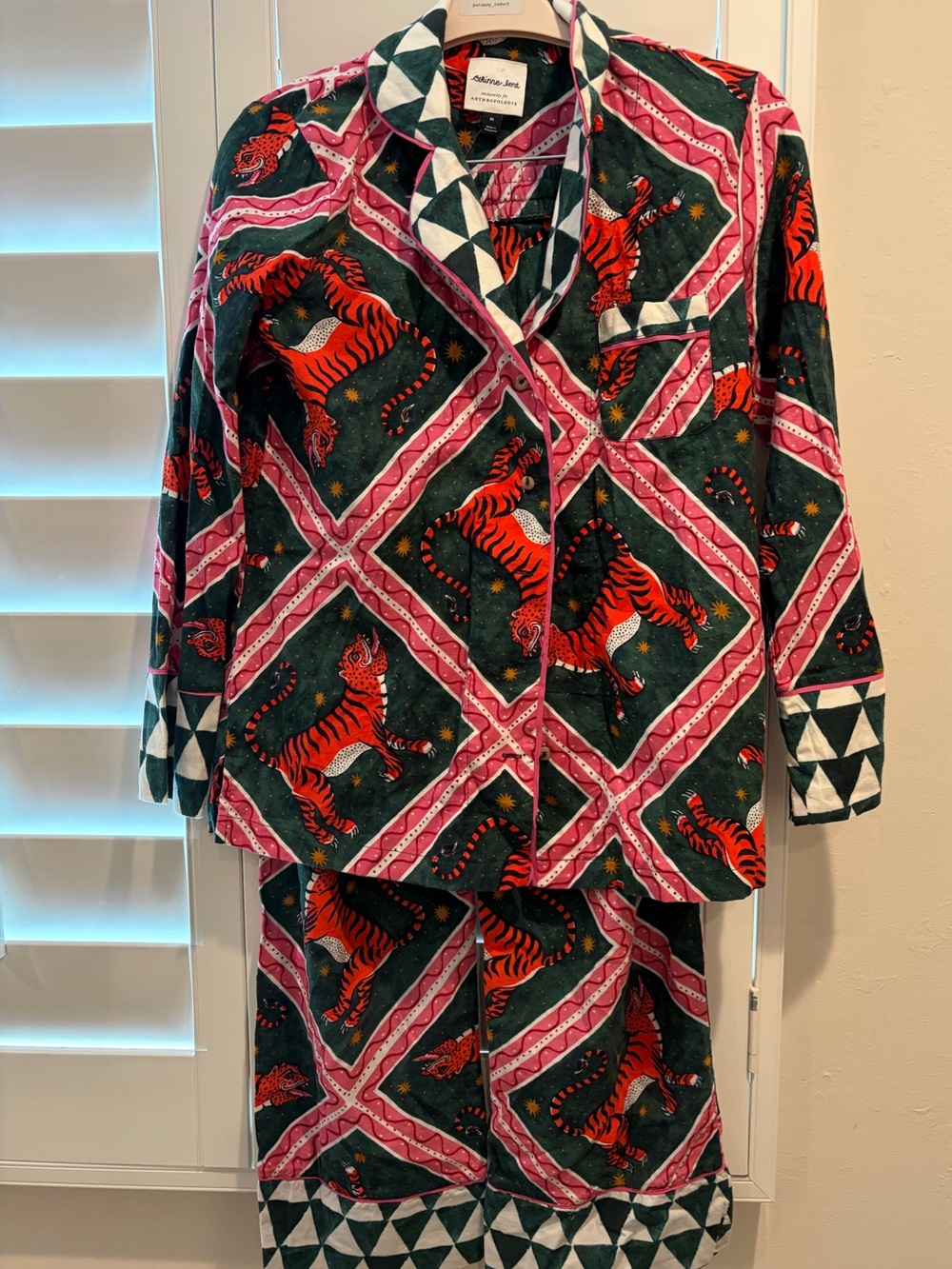 Anthropologie Corinne Lent Tigress Flannel Pajama Set NWT XS⁠